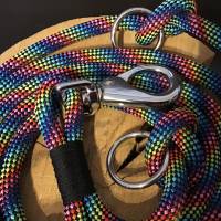 Regenbogenfarbene Seil-Hundeleine dreifach verstellbar Bild 3