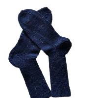 dunkelblau handgestrickte Wollsocken,  40/41 unisex, Yogasocken, Bild 2