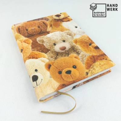 Notizbuch, Teddy Bären, DIN A5, 150 Blatt, handgefertigt