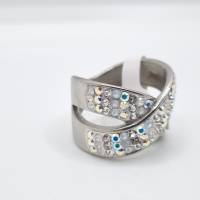 Edelstahl Ring Kristalle Weiß Crystal Silver  mit Swarovski Kristallen (SCR43) Bild 3