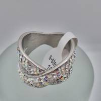 Edelstahl Ring Kristalle Weiß Crystal Silver  mit Swarovski Kristallen (SCR43) Bild 4