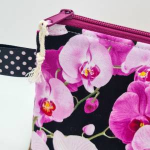 Projekttasche für Sockenstrickzeug, Orchideen, Handarbeitstasche , Strickaufbewahrung, Bobbeltasche, knitting bag Bild 3