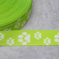 Pfoten Hund Katze grün  weiss  Tier  22 mm  Borte Ripsband Bild 3