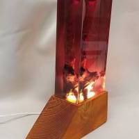 Epoxidharz Lampe auf Holzsockel mit USB und Schalter Bild 1