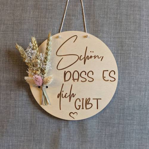 Schön, dass es dich gibt. Valentinstag Geschenk, Wandschild mit Trockenblumen, Danke, Geschenk, Liebe, Wandschild, Love