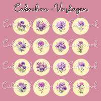 Cabochon Vorlagen -  Lila Nelken Blume - 10 mm, 12 mm, 14 mm und 25 mm Bild 2