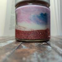 Süße Fantasie, Rose-Saphire-Duft-Kerze, Sojawachskerze, Glitzer Bild 7