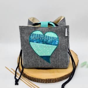 Projekttasche für Stricken | Herztasche |  Bobbeltasche | Japanische Reistasche | besondere Stricktasche Bild 4
