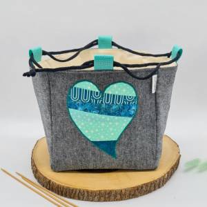 Projekttasche für Stricken | Herztasche |  Bobbeltasche | Japanische Reistasche | besondere Stricktasche Bild 7