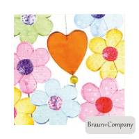 20 Lunchservietten Heart of Glass, mit farbigen Blüten und Herz aus 'Glas', von Atelier Bild 1