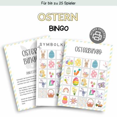 Bingo für Ostern Druckvorlage - Osterbingo zum Selberdrucken - Bingo für Osterfeier - Digitaler Download