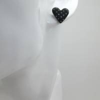 kleine Herzohrringe, Ohrringe mit Punkten, schwarzes Herz, Zum Muttertag Bild 3