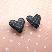 kleine Herzohrringe, Ohrringe mit Punkten, schwarzes Herz, Zum Muttertag Bild 8