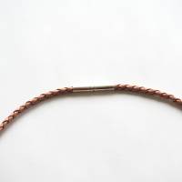Halsschmuck aus Leder Band geflochten in rose mit Verschluss aus recyceltem Silber Bild 6