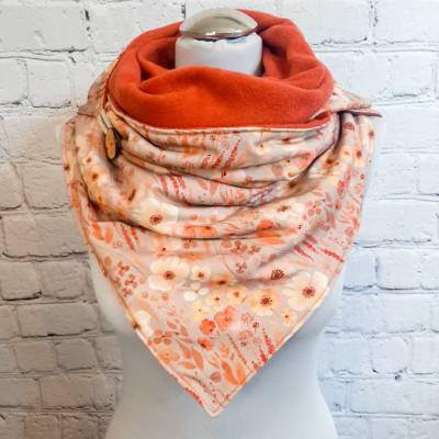Wickelschal mit Knopf - Herbstblumen