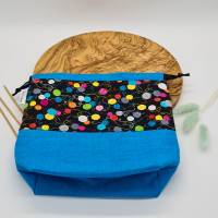 Projektbeutel, Stricktasche, Wolltasche, Sockentasche, Projekttasche für Socken stricken, kleine Baumwolltasche Bild 6