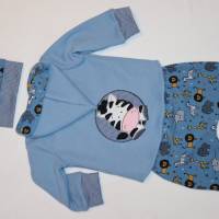 Newborn Baby Set - Babyjacke - Pumphose & Mütze Jersey Blau - Safari Tiere Gr. 62/68 - Geschenk - Geburt Bild 1