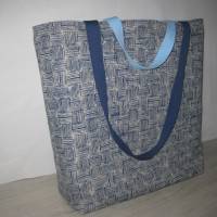 Stofftasche  blau aus Baumwolle mit vier Henkeln Bild 1