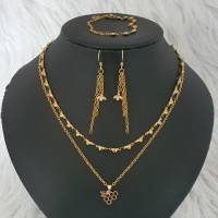 Schmuckset Biene/ Goldfarbene Halsketten/ Stilmix Ketten/ Mehrfachkette mit Ohrringen & Armband/ Limitierte Auflage Bild 1