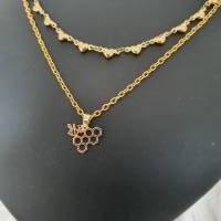 Schmuckset Biene/ Goldfarbene Halsketten/ Stilmix Ketten/ Mehrfachkette mit Ohrringen & Armband/ Limitierte Auflage Bild 2