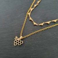Schmuckset Biene/ Goldfarbene Halsketten/ Stilmix Ketten/ Mehrfachkette mit Ohrringen & Armband/ Limitierte Auflage Bild 5