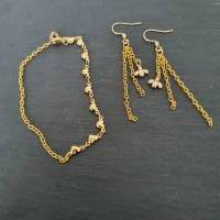 Schmuckset Biene/ Goldfarbene Halsketten/ Stilmix Ketten/ Mehrfachkette mit Ohrringen & Armband/ Limitierte Auflage Bild 8