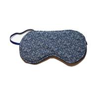 Schlafmaske, Schlafbrille, Stoffbrille aus Dirndlstoff blau, Rückseite dunkelblau, gefüttert Bild 1