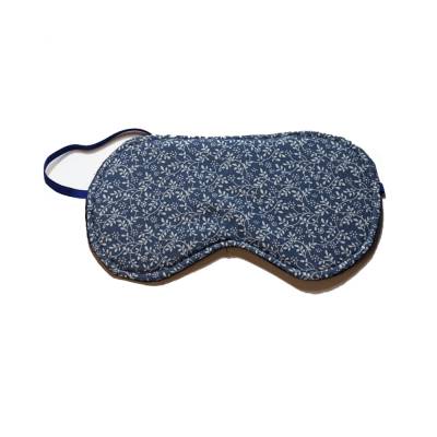 Schlafmaske, Schlafbrille, Stoffbrille aus Dirndlstoff blau, Rückseite dunkelblau, gefüttert 