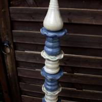 Stele aus Keramik beige blau Spitze beige Gartenkeramik frostfest Bild 3
