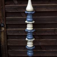 Stele aus Keramik beige blau Spitze beige Gartenkeramik frostfest Bild 6