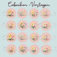 Cabochon Vorlagen - Blumen und Blumenstrauß - 10 mm, 12 mm, 14 mm und 25 mm Bild 3