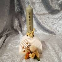 Regenbogen Kerzenhalter aus Keraflott, mit Kerze, Deko für Taufe, Taufgeschenk Bild 2
