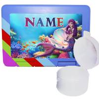 Lunchbox / Brotdose / Brotzeitbox mit separater Obstdose Motiv Meerjungfrau mit Name / Personalisierbar Bild 1