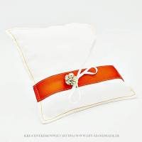 Ringkissen mit Satinband in aprikot zur Vermählung, Ringträgerkissen zur Trauung und Hochzeit, 16x15 cm, Unikat Bild 2