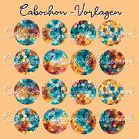 Cabochon Vorlagen -  Bunte Waben Regenbogen - 10 mm, 12 mm, 14 mm und 25 mm Bild 3
