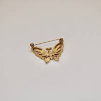 Vintage Brosche Schmetterling Flugtier Tiermotiv Goldfarbe Kristall Stein 80er Jahre Geschenk Damen Bild 3