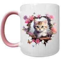 Katze Tasse, Katzen Geschenke Kaffeebecher, Geschenk Katzenmama cat mom, Kitten Digital Art Katzenbild Kaffeetasse Bild 2