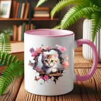 Katze Tasse, Katzen Geschenke Kaffeebecher, Geschenk Katzenmama cat mom, Kitten Digital Art Katzenbild Kaffeetasse Bild 3
