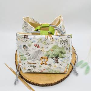 Projekttasche Stricktasche japanische Reistasche Tasche für stricken Wollaufbewahrung Strickzeugtasche Handarbeitstasche Bild 5