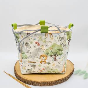 Projekttasche Stricktasche japanische Reistasche Tasche für stricken Wollaufbewahrung Strickzeugtasche Handarbeitstasche Bild 7