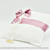 romantisches Ringkissen weiß, rosa Satinband, Schleife, 23 cm x 23 cm Unikat Bild 2