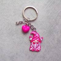 Zwerg   Schlüsselanhänger Herz Liebe    Acryl kawaii Personalisierbar pink Bild 3