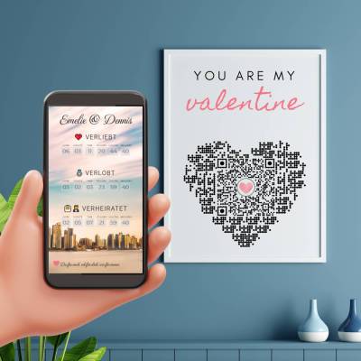 Geschenkidee Zum Valentinstag: You are my valentine | Personalisiertes QrCode Bild | Valentinstag | Eure Liebe in einem Bild