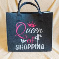 Filztasche mit Spruch "Queen of Shopping" Bild 1