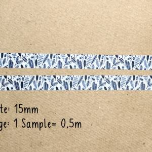 SAMPLE | Muster | Washi Tape | 1,5 cm x 50 cm | floral blau | Aufkleber | Bulletjournal | Journal Sticker | Watercolor S Bild 2