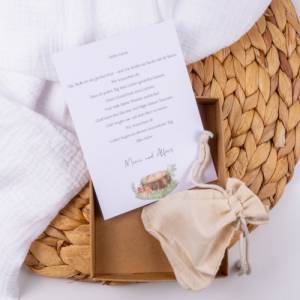 Geschenkschachtel Geldgeschenk Taufe Baum Box personalisiert mit Namen und Baumwollsäckchen Patenkind Geschenk Bild 8