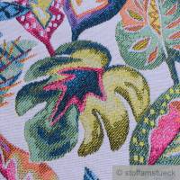 Stoff Polyester Baumwolle Gobelin Dschungel bunte Blätter Philodendron Bild 4