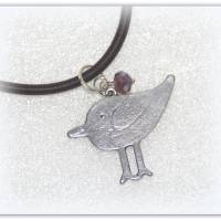Kinderkette mit Anhänger Vogel und Glasperlchen, Halskette für Kinder Bild 1