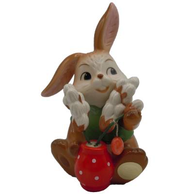 Goebel Hase mit Weidenkätzchen in Vase Höhe 10 cm - Blumenhase