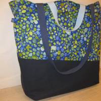 Stofftasche  blau aus Baumwolle mit vier Henkeln Bild 1